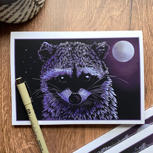 Raccoon greeting card (blank inside)