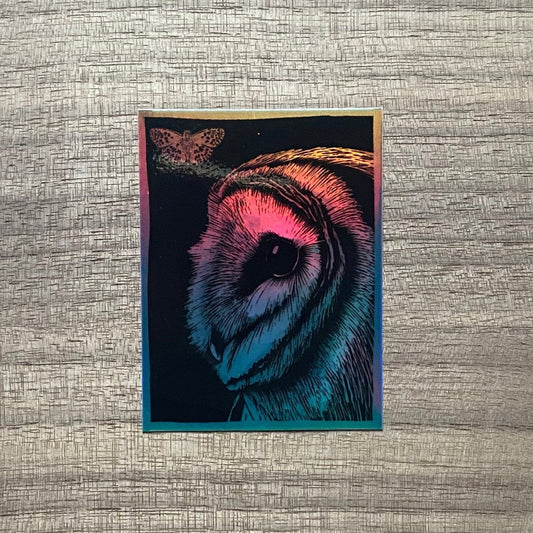 Barn owl holographic sticker