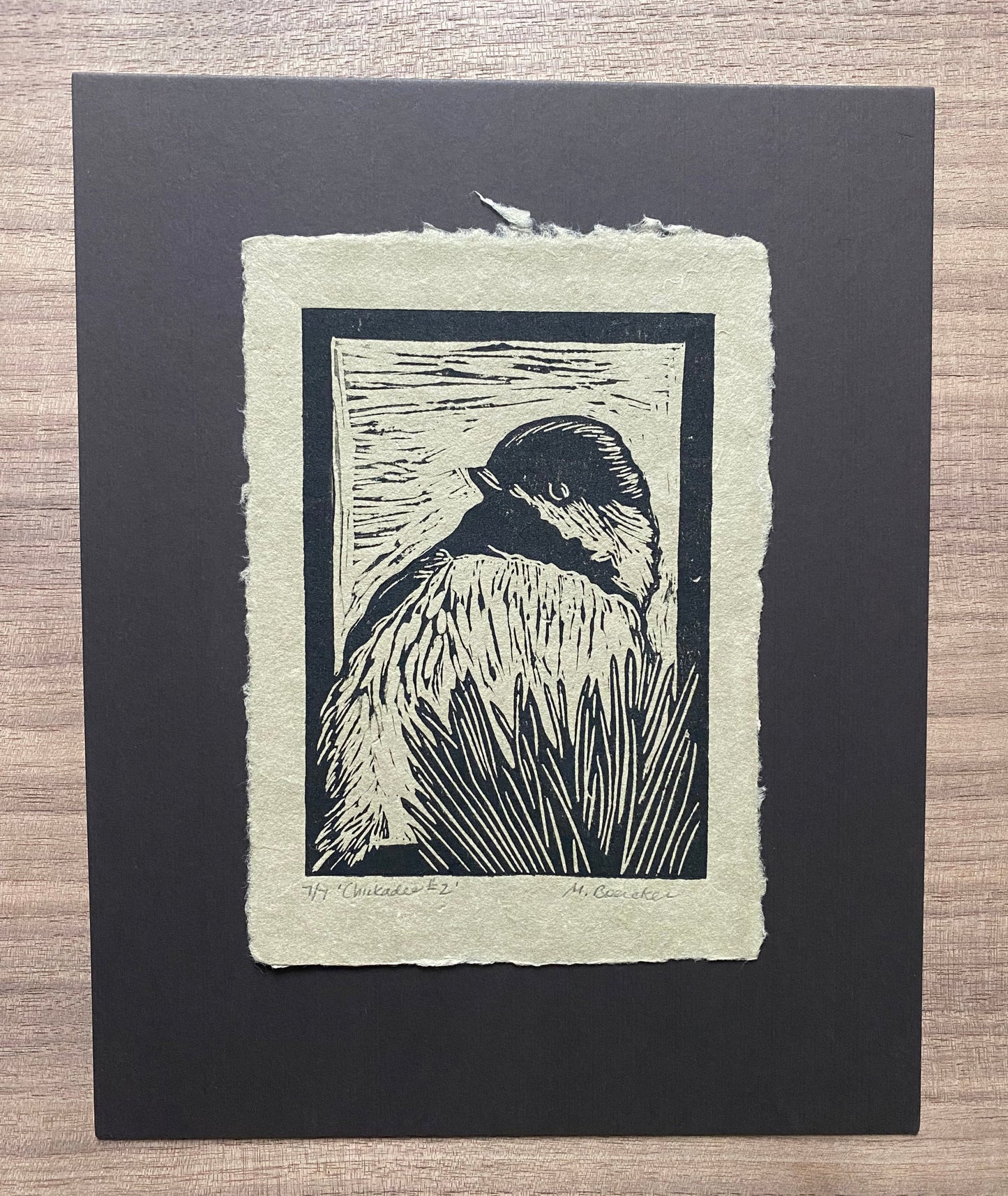 Chickadee #2 limited edition 5x7 print on 8x10 mat board