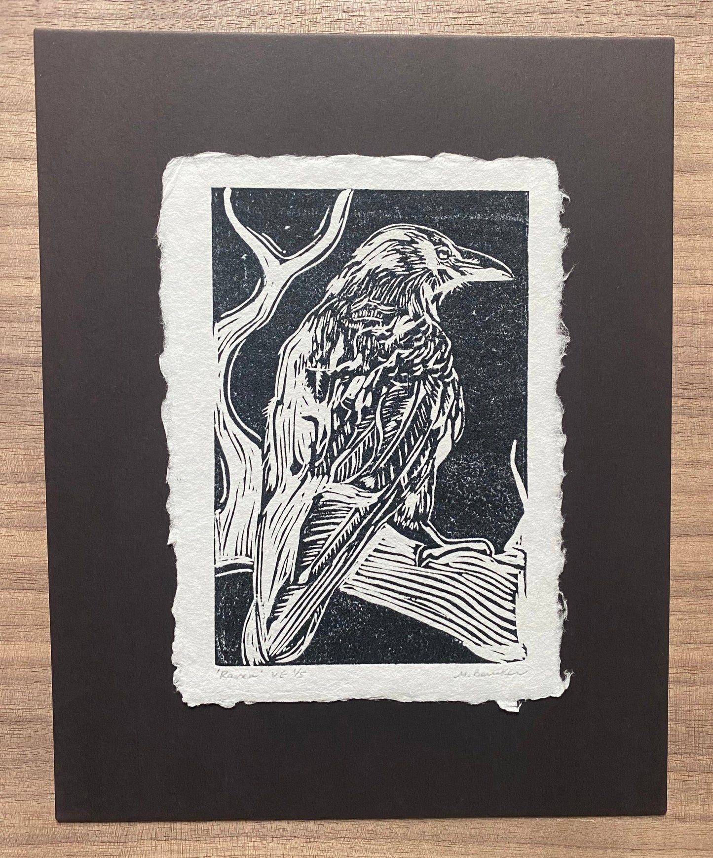 Raven limited edition 5x7 print on 8x10 mat board